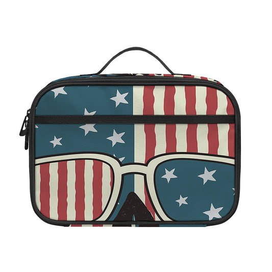 American Flag Skull Print Portable Lunch Bag