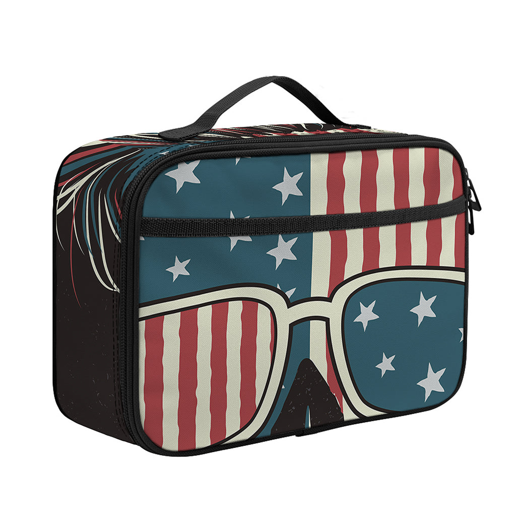 American Flag Skull Print Portable Lunch Bag