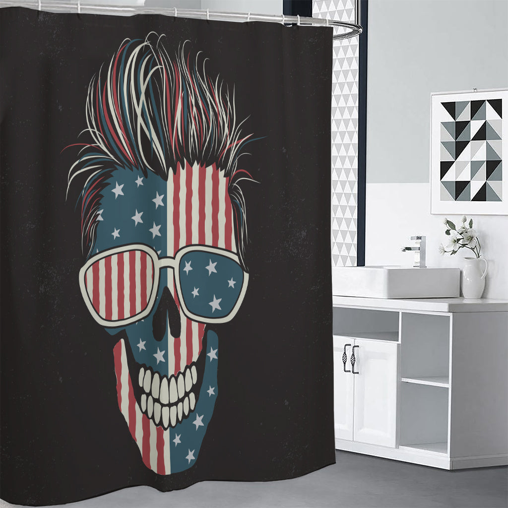 American Flag Skull Print Premium Shower Curtain