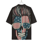 American Flag Skull Print Rayon Hawaiian Shirt