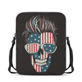 American Flag Skull Print Rectangular Crossbody Bag