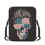American Flag Skull Print Rectangular Crossbody Bag