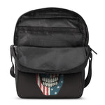 American Flag Skull Print Rectangular Crossbody Bag