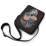 American Flag Skull Print Rectangular Crossbody Bag