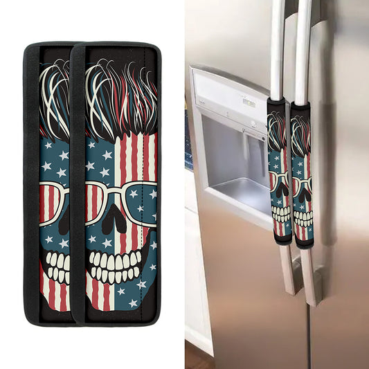 American Flag Skull Print Refrigerator Handle Covers