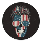 American Flag Skull Print Round Floor Mat