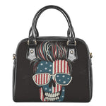 American Flag Skull Print Shoulder Handbag