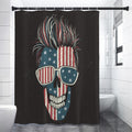 American Flag Skull Print Shower Curtain