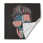 American Flag Skull Print Silk Bandana