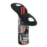 American Flag Skull Print Single Neoprene Wine Tote