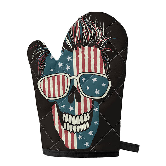 American Flag Skull Print Single Oven Mitt