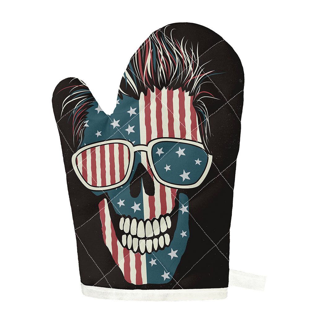 American Flag Skull Print Single Oven Mitt