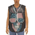 American Flag Skull Print Sleeveless Baseball Jersey