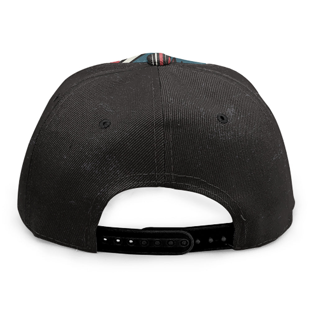 American Flag Skull Print Snapback Cap