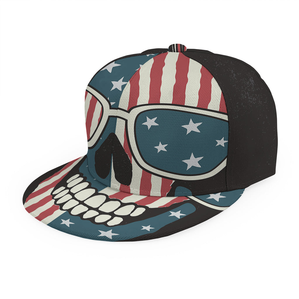 American Flag Skull Print Snapback Cap