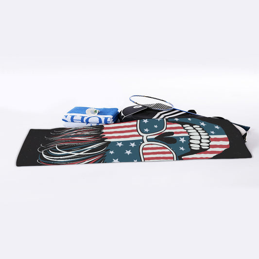 American Flag Skull Print Sports Towel