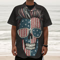 American Flag Skull Print Textured Short Sleeve Shirt