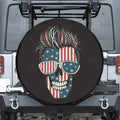 American Flag Skull Print Tire Cover