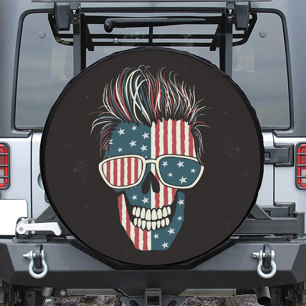 American Flag Skull Print Tire Cover