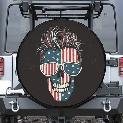 American Flag Skull Print Tire Cover