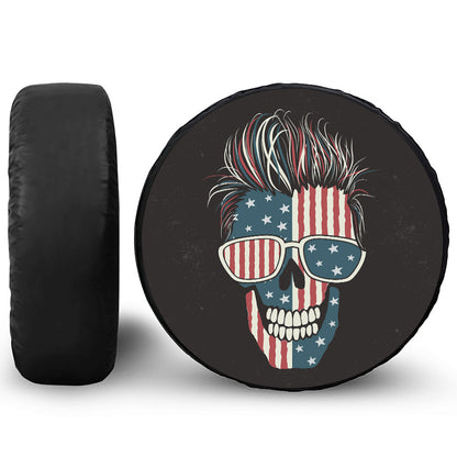 American Flag Skull Print Tire Cover