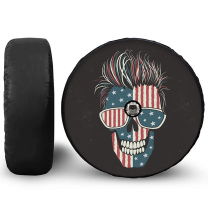 American Flag Skull Print Tire Cover With Camera Hole