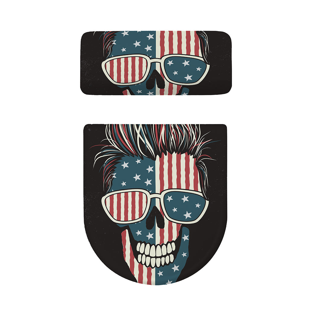 American Flag Skull Print Toilet Lid And Tank Cover Set