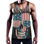 American Flag Skull Print Training Tank Top
