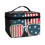 American Flag Skull Print Travel Makeup Bag