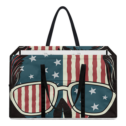 American Flag Skull Print Utility Tote Bag