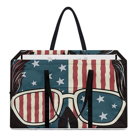 American Flag Skull Print Utility Tote Bag
