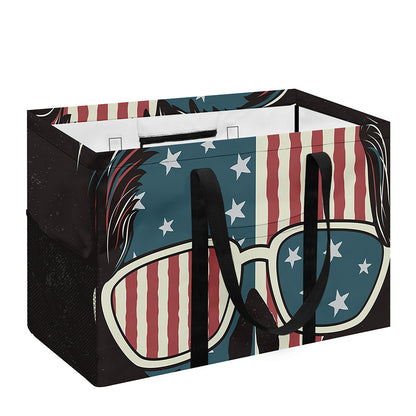 American Flag Skull Print Utility Tote Bag
