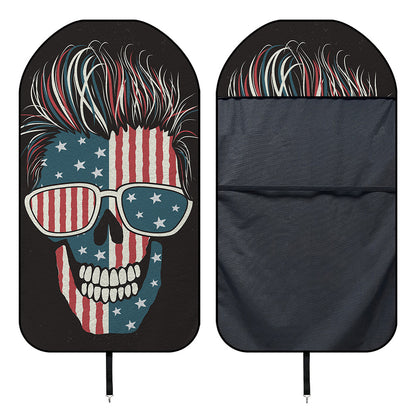American Flag Skull Print Waterproof Car Seat Cover