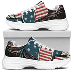 American Flag Skull Print White Chunky Shoes