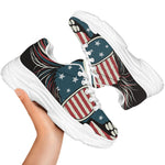American Flag Skull Print White Chunky Shoes
