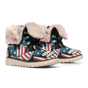 American Flag Skull Print Winter Boots