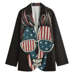 American Flag Skull Print Women's Blazer
