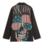 American Flag Skull Print Women's Blazer