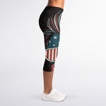 American Flag Skull Print Women's Capri Leggings