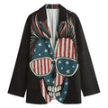 American Flag Skull Print Women's Cotton Blazer