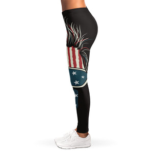 American Flag Skull Print Women's Leggings