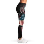 American Flag Skull Print Women's Leggings