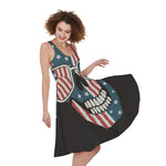 American Flag Skull Print Women's Sleeveless Dress