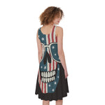 American Flag Skull Print Women's Sleeveless Dress