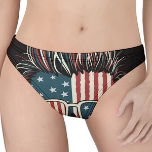 American Flag Skull Print Women's Thong