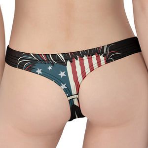 American Flag Skull Print Women's Thong