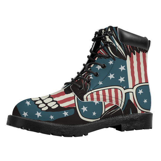 American Flag Skull Print Work Boots
