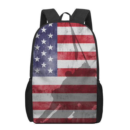 American Flag War Memorial Print 17 Inch Backpack