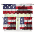 American Flag War Memorial Print 3 Piece Kitchen Curtains