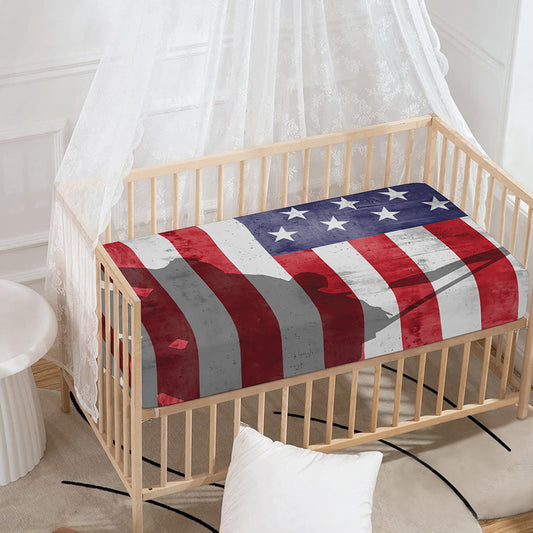 American Flag War Memorial Print Baby Crib Sheet